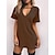 cheap Casual Dresses-Women&#039;s Casual Dress T Shirt Dress Tee Dress Mini Dress Black White Brown Pure Color Short Sleeve Spring Summer Cut Out Classic V Neck Loose Fit Daily Weekend 2023 S M L XL 2XL