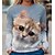cheap Tees &amp; T Shirts-Women&#039;s T shirt Tee Yellow Pink Blue Print Cat 3D Daily Weekend Long Sleeve Round Neck Basic Regular 3D Cat Painting S
