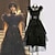 cheap Movie &amp; TV Theme Costumes-Wednesday Addams Addams family Wednesday Dress Women‘s Girls‘ Movie Cosplay Gothic Black Dress Belt Masquerade Polyester World Book Day Costumes With Wig