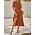 cheap Casual Dresses-Women&#039;s Casual Dress Swing Dress Midi Dress caramel Light Green Apricot Pure Color Short Sleeve Spring Summer Ruched Modern V Neck Loose Fit Weekend 2023 S M L XL