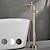abordables Jet de côté-robinet de baignoire montage au sol remplisseur de baignoire autoportant robinets de douche à haut débit en laiton avec mitigeurs de douche à main bec pivotant (gris pistolet / doré brossé)