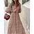 cheap Casual Dresses-Women&#039;s Casual Dress Boho Dress Long Dress Maxi Dress Bohemian Casual Geometric Ruffle Print Outdoor Daily Vacation V Neck Long Sleeve Dress Loose Fit Wine Red Light Purple Winter Fall S M L XL XXL