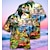 baratos camisas masculinas de acampamento-Homens Camisa Social Camisa havaiana Estampas Abstratas Avião Hula Girls Aberto para a Lateral Azul Casual Havaiana Manga Curta Imprimir Botão para baixo Roupa Tropical Moda Havaiana Macia