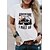 cheap Tees &amp; T Shirts-Women&#039;s T shirt Tee White Yellow Light Green Print Graphic Letter Daily Holiday Short Sleeve Round Neck Basic 100% Cotton Regular Painting S