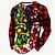levne pánské tričko henley-tričko pánská henley košile tričko tee tee grafika strom Santa Claus henley černá víno armáda zelená červená královská modrá 3D tisk denní sportovní dlouhý rukáv patchwork knoflíkové oblečení oblečení