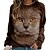 cheap Hoodies &amp; Sweatshirts-Special for cartoon cat printing casual 3d t-shirt long-sleeved o-neck long-sleeved digital printing