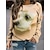 preiswerte Kapuzenpullis &amp; Sweatshirts-Damen Sweatshirt Pullover Zur Seite fahren Basic Schwarz Weiß Gelb Hund Strasse Langarm Rundhalsausschnitt