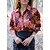 cheap Blouses &amp; Shirts-Women&#039;s Shirt Blouse Red Blue Brown Button Print Graphic Casual Long Sleeve Shirt Collar Basic Regular S