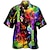 billige herrelejrskjorter-Herre Skjorte Hawaii skjorte Grafiske tryk Guitar Aftæpning Blå Grøn Afslappet Hawaiiansk Kortærmet Trykt mønster Knap ned Tøj Tropisk Mode Hawaiiansk Blødt