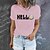 cheap Tees &amp; T Shirts-Women&#039;s T shirt Tee White Yellow Pink Print Graphic Letter Daily Holiday Short Sleeve Round Neck Basic 100% Cotton Regular Painting S