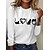cheap Tees &amp; T Shirts-Women&#039;s Tunic Black White Gray Letter Daily Sports Long Sleeve Round Neck Basic Regular S