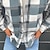 billiga flanellskjortor-Herr Skjorta jacka Övertröja Vitgrå Purpur Grå Långärmad Pläd / Rutig Nedvikt Vår &amp; Höst Gata Dagligen Kläder Button-Down