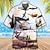 billige herrelejrskjorter-Herre Skjorte Hawaii skjorte Grafiske tryk Flyvemaskine Aftæpning Sort Sort / Grøn Gul Lysegrøn Sort / Lilla Afslappet Hawaiiansk Kortærmet Trykt mønster Knap ned Tøj Tropisk Mode Hawaiiansk Blødt
