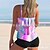 cheap Tankinis-Women&#039;s Swimwear Plus Size Tankini 2 Piece Swimsuit Floral Printing Black White Pink Blue Tank Top Bathing Suits Summer Sports