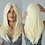 ieftine Peruci Sintetice Trendy-perucă blondă lungă 613 cu breton peruci drepte pentru femei peruci sintetice stratificate rezistente la căldură pentru uz zilnic