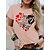 cheap Tees &amp; T Shirts-Women&#039;s Tunic White Pink Letter Daily Going out Short Sleeve Round Neck Basic Regular S