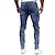 tanie Dżinsy męskie-Męskie Jeansy Rurki Spodnie Porwane jeansy Spodnie jeansowe Kieszeń Podarte Jednokolorowe Komfort Pełna długość Codzienny Sport Jeans Moda miejska Elegancki Jasnoniebieski Średnio elastyczny