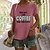 cheap Tees &amp; T Shirts-Women&#039;s T shirt Tee White Pink Army Green Print Graphic Letter Daily Holiday Short Sleeve Round Neck Basic 100% Cotton Regular Painting S