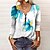 cheap Blouses &amp; Shirts-Women&#039;s T shirt Tee Yellow Red Blue Quarter Zip Print Floral Holiday Weekend Long Sleeve Round Neck Basic Regular Floral Painting S