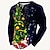 levne pánské tričko henley-tričko pánská henley košile tričko tee tee grafika strom Santa Claus henley černá víno armáda zelená červená královská modrá 3D tisk denní sportovní dlouhý rukáv patchwork knoflíkové oblečení oblečení