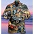 tanie męskie koszule obozowe-Męskie Koszula Koszula hawajska Samochód Wzory graficzne Zabytkowe Wieczorne Biały Żółty Jasnozielony Czarny / Brązowy Zieleń wojskowa Codzienny Hawajskie Krótki rękaw Nadruk Przycisk w dół Odzież