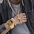 Недорогие Кварцевые часы-oulm золотые мужские кварцевые часы комплект деловые мужские наручные часы подарочный набор роскошное золотое ожерелье браслет ремешок из нержавеющей стали квадратный циферблат новогодний подарок
