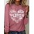 cheap Tees &amp; T Shirts-Women&#039;s Tunic White Pink Blue Letter Daily Sports Long Sleeve Round Neck Basic Regular S
