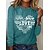 cheap Tees &amp; T Shirts-Women&#039;s Tunic White Pink Blue Letter Daily Sports Long Sleeve Round Neck Basic Regular S