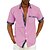baratos camisa de botão masculina-Homens Camisa Social camisa de botão camisa de verão Bloco de cor Xadrez Aberto para a Lateral Preto Branco Rosa Vermelho Azul Rua Casual Manga Curta Botão para baixo Roupa Esportes Moda Clássico
