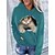 cheap Hoodies &amp; Sweatshirts-Women&#039;s Hoodie Sweatshirt Pullover Front Pocket Basic Black White Red Cat Street Long Sleeve Hoodie