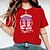cheap Tees &amp; T Shirts-Women&#039;s T shirt Tee Black Wine Red Print Graphic Letter Daily Holiday Short Sleeve Round Neck Basic 100% Cotton Regular Painting S