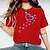cheap Tees &amp; T Shirts-Women&#039;s T shirt Tee Black White Pink Print Graphic Heart Daily Holiday Short Sleeve Round Neck Basic 100% Cotton Regular Painting S