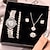 ieftine Ceasuri Quartz-ceas de cuarț pentru femei ceas cu strass set de bijuterii 6 buc/set ceasuri de damă fanteziste bijuterii ceas de femei sofisticat și elegant
