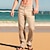 preiswerte Leinenhose-Herren Leinenhose Hose Hosen Sommerhosen Strandhose Gerade geschnitten Glatt Komfort Outdoor Casual Täglich Strassenmode Stilvoll Weiß Marineblau