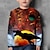 baratos camisetas 3d menino-Infantil Para Meninos Camisa T Animal Dinossauro Manga Longa Crewneck Top infantil Casual Impressão 3D Legal Diário Outono Inverno Amarelo 7-13 anos