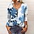 cheap Blouses &amp; Shirts-Women&#039;s T shirt Tee Black Yellow Light Green Quarter Zip Print Floral Feather Daily Weekend Long Sleeve Round Neck Basic Regular Floral Painting S
