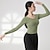 abordables Práctica de la danza-parte superior de ropa deportiva transpirable ahuecada de color puro para entrenamiento de rendimiento de mujer de manga larga de poliéster alto