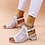 cheap Women&#039;s Sandals-Women&#039;s Sandals Block Heel Sandals Plus Size Sandals Boots Summer Boots Outdoor Daily Solid Colored Summer Block Heel Low Heel Chunky Heel Peep Toe Elegant Cute PU Leather Buckle Black White Gold