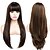 cheap Synthetic Wig-Brown Wigs for Black Women Long Straight Wig with Bangs Natural Fashion 2 Tones Off Black Mix Medium Brown Silky Soft Hair Heat Resistant Fiber Synthetic Wig Machine Made Glueless Full Wig 24 Inch Reg