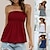 cheap Basic Women&#039;s Tops-Women&#039;s Going Out Tops Bandeau Concert Tops Black White Wine Plain Smocked Strapless Sleeveless Party Holiday Streetwear Hawaiian Sexy Strapless Regular Slim S