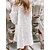cheap Casual Dresses-Women&#039;s Shirt Dress Casual Dress Outdoor Daily Vacation Mini Dress Basic Casual Polyester Hollow Out Button Shirt Collar Summer Spring Fall 3/4 Length Sleeve Loose Fit 2023 White Plain S M L XL