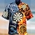 abordables camisas de campamento para hombres-Hombre Camisa camisa hawaiana Dragón Estampados Dardos Cuello Vuelto Amarillo Casual Hawaiano Manga Corta Estampado Abotonar Ropa Tropical Moda Hawaiano Suave