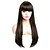 cheap Synthetic Wig-Brown Wigs for Black Women Long Straight Wig with Bangs Natural Fashion 2 Tones Off Black Mix Medium Brown Silky Soft Hair Heat Resistant Fiber Synthetic Wig Machine Made Glueless Full Wig 24 Inch Reg