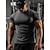 cheap Men&#039;s Active Tees &amp; Tanks-Men&#039;s Running T-Shirt Compression Shirt Short Sleeve Base Layer Athletic Spandex Breathable Quick Dry Moisture Wicking Gym Workout Running Active Training Sportswear Activewear Solid Colored Black