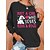 cheap Hoodies &amp; Sweatshirts-Women&#039;s T shirt Tee Black Blue Gray Print Dog Text Daily Weekend Long Sleeve Round Neck Basic Regular Painting S