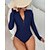 preiswerte Einteiler-Surfwear Long Sleeve Sunscreen Swimsuit Solid Color One-Piece Swimsuit