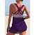 cheap Tankinis-Women&#039;s Swimwear Plus Size Tankini 2 Piece Swimsuit Striped 2 Piece Cut Out Black Blue Purple Tank Top Bathing Suits Summer Sports