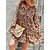 preiswerte Casual Kleider-Damen Lässiges Kleid Blumen Sommerkleid Kleid drucken V Ausschnitt Bedruckt Minikleid Outdoor Täglich Basic Modisch Regular Fit Langarm Blau Orange Grün Frühling Sommer S M L XL