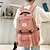 abordables Mochilas-Mochila escolar para hombre y mujer, mochila de viaje, mochila escolar diaria de poliéster de color sólido de gran capacidad, botones impermeables con cremallera, negro, amarillo, rosa