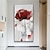 お買い得  花/植物画-手作りの手描きの壁アート現代の抽象的な赤い花の家の装飾の装飾ロールキャンバスフレームなし未延伸
